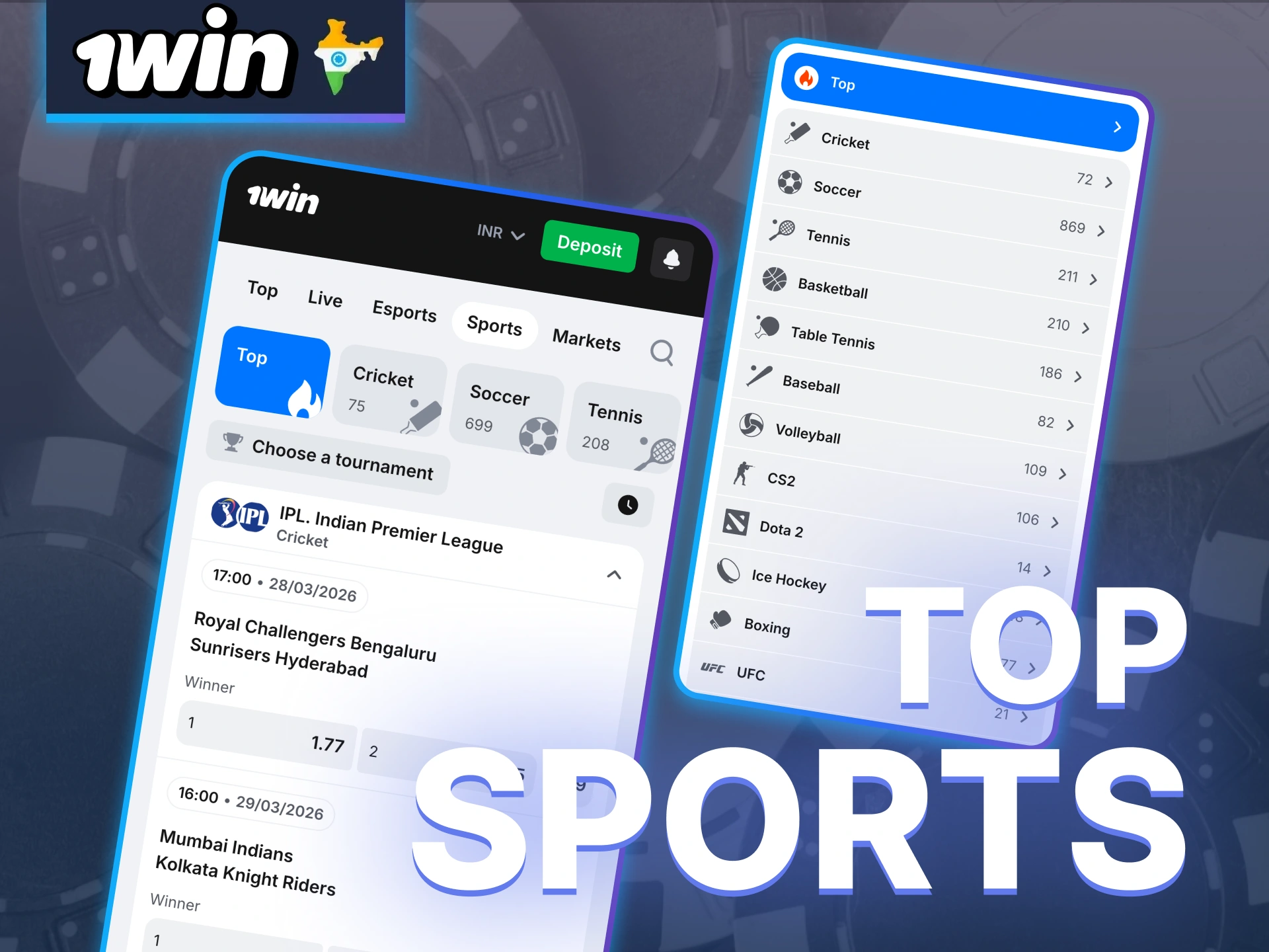 Start betting on 1Win now and discover a wide range of sports with quick and easy match access.